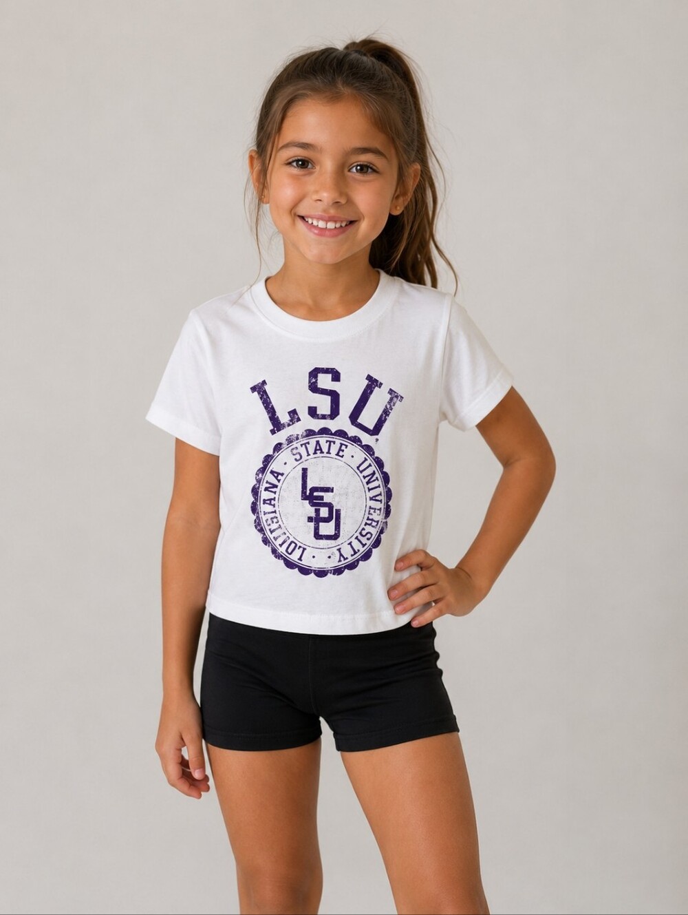 LSU Girl's Size XS (4/5) New With Tag Louisiana State University White & Purple